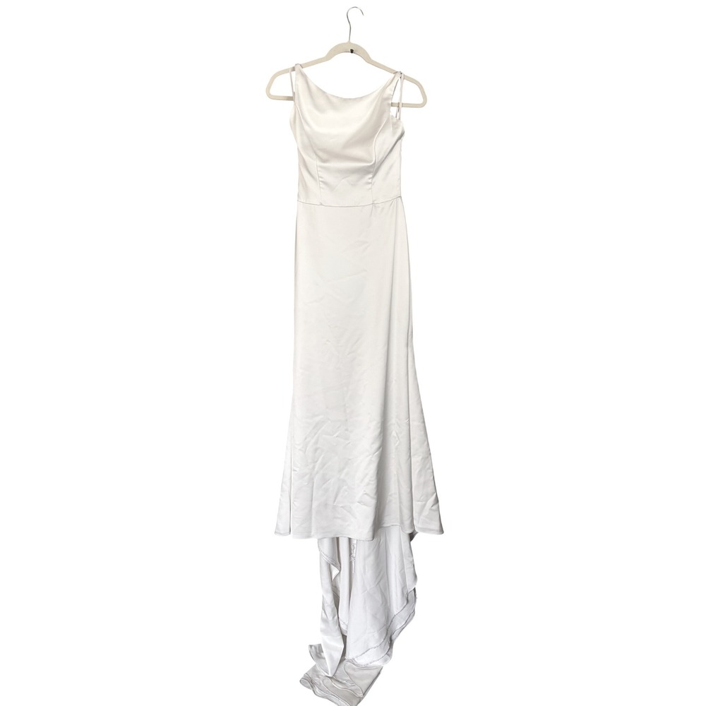Paloma Blanca Wedding‎ Dress Pearl Satin Beaded Bateau Fit Flare 4614 Size 8